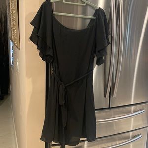Black off shoulders dress with belt size 16